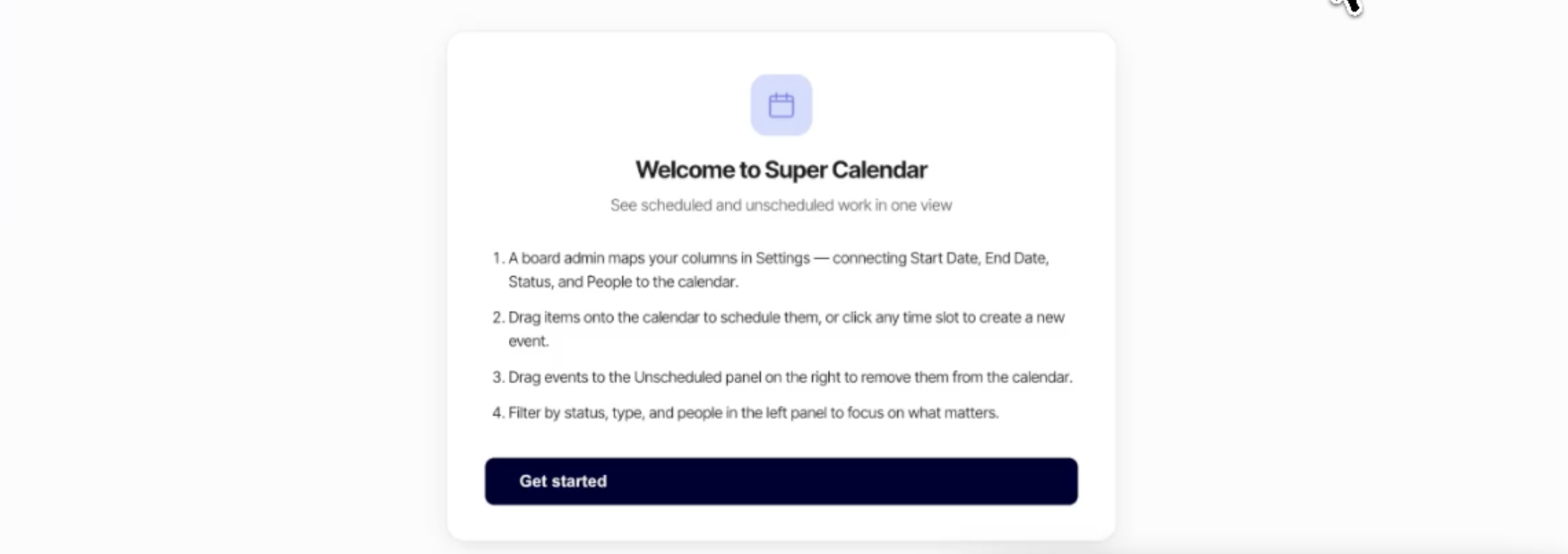 Welcome to Super Calendar screen